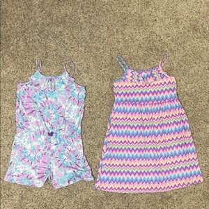 Girls size 1/12 Tie-Dye Romper and Chevron Dress